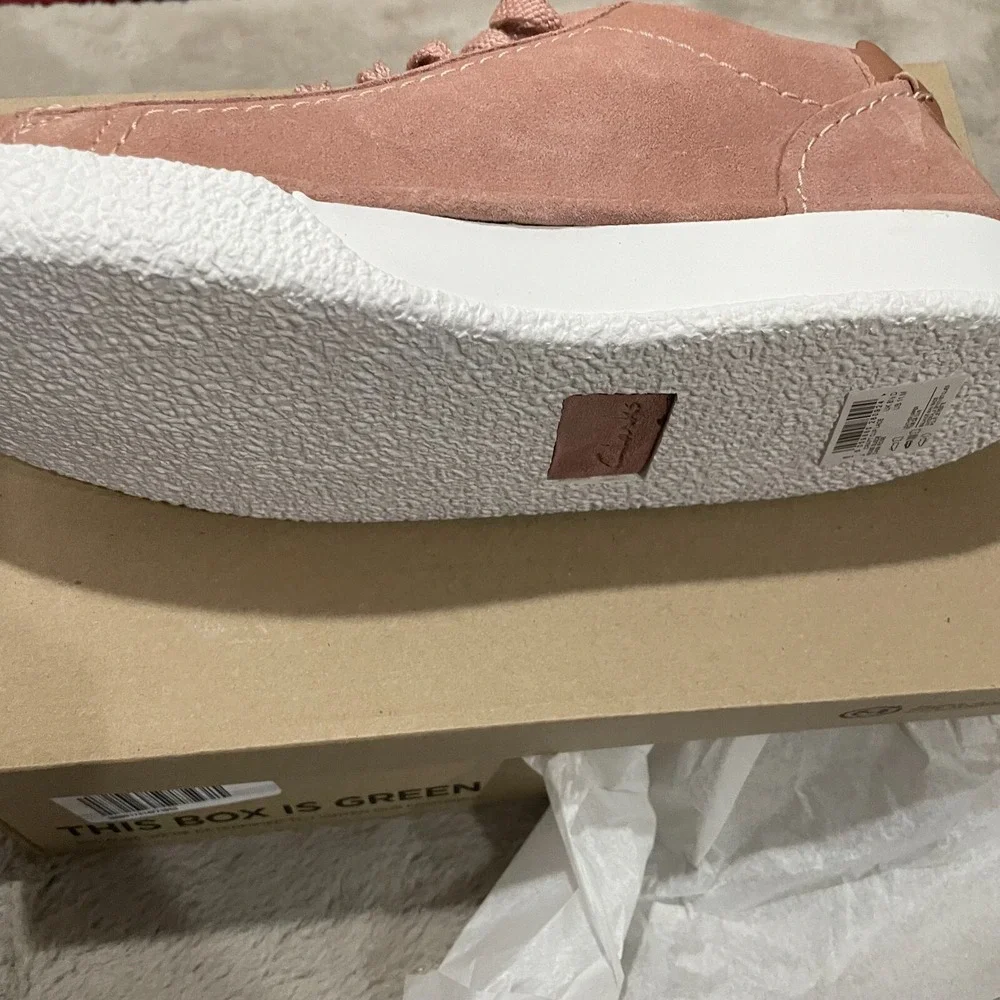 New Clarks Craft Cup Lace Sneakers Soft Girl 11 Rose Suede Pink Low Top Comfort‎